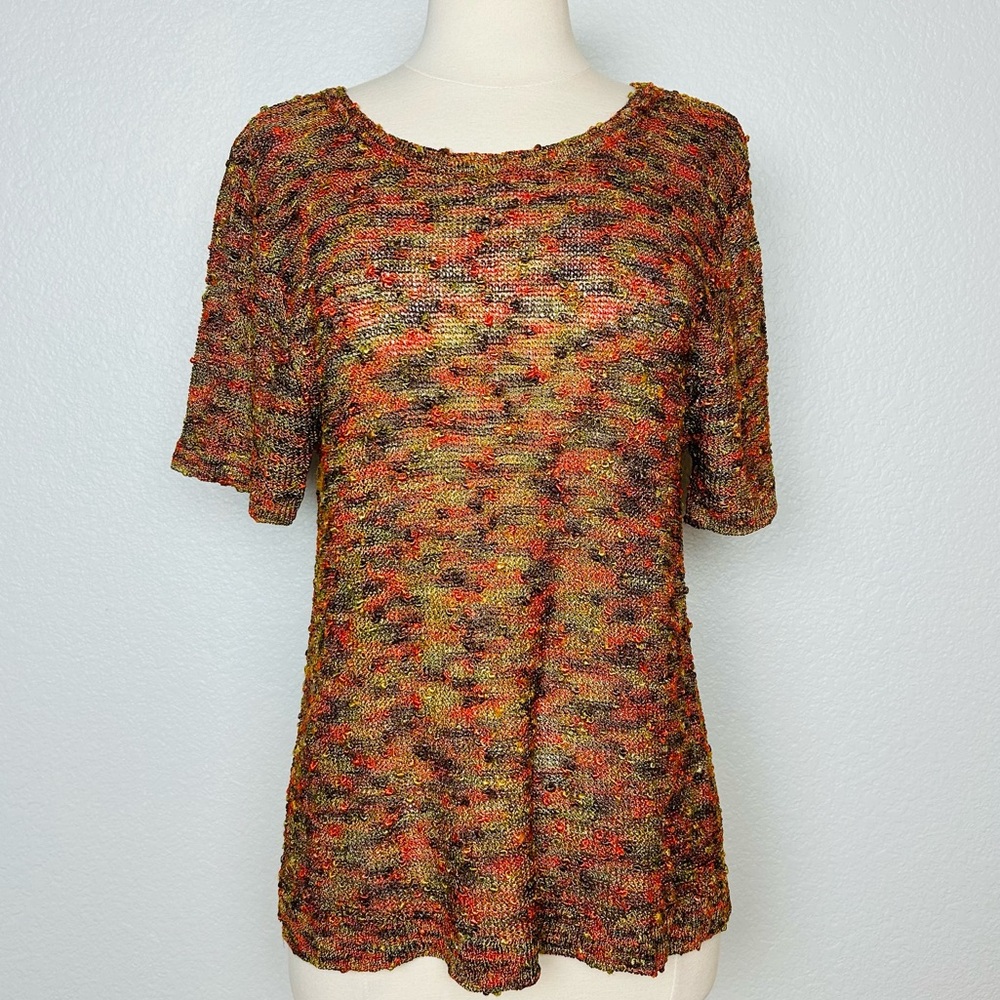 Sweater Top Women’s Size L Made In Italy Short Sleeve Pullover Knit Top Shirt